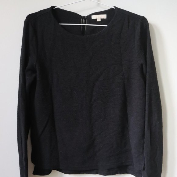 s. layered black long sleeve crepe shirt - Picture 2 of 4